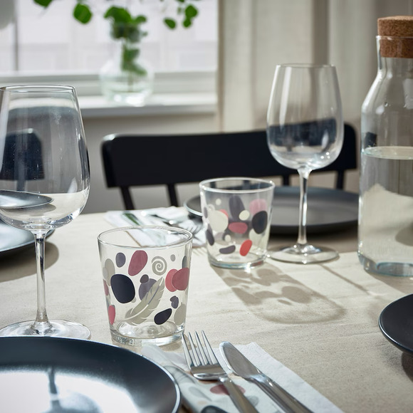 IKEA SOMMARFLOX Glass, Patterned Stones/Multicolor, 4 Pack (505.492.90) NEW - Picture 4 of 4